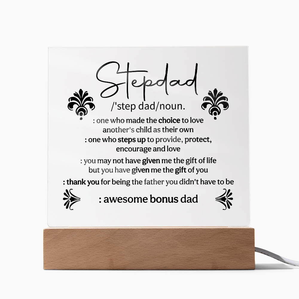 Stepdad Acrylic Square Plaque - Fathers day Gifts - Beauty Belliss